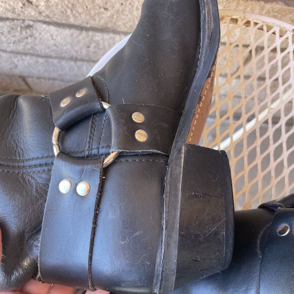 Vtg Sears Black Leather Square Toe Harness Biker Moto Boots Size 8 D Women 10 main image 4